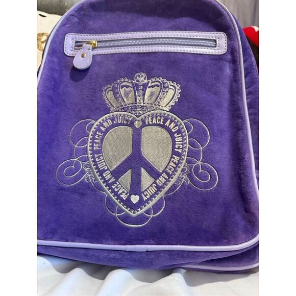 Vintage y2k purple peace velour juicy couture backpack NWT main image 13